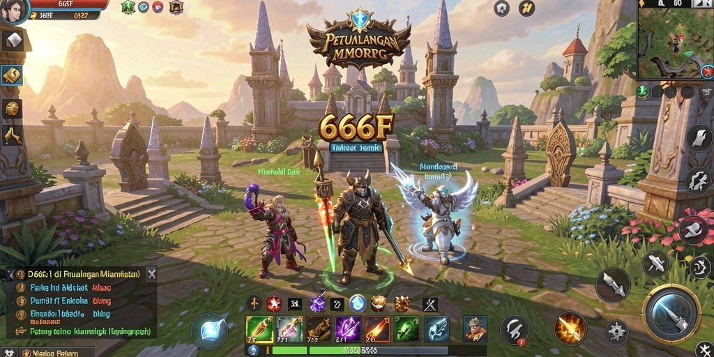 Screenshot permainan 666F menampilkan aksi seru dalam pertempuran MMORPG.