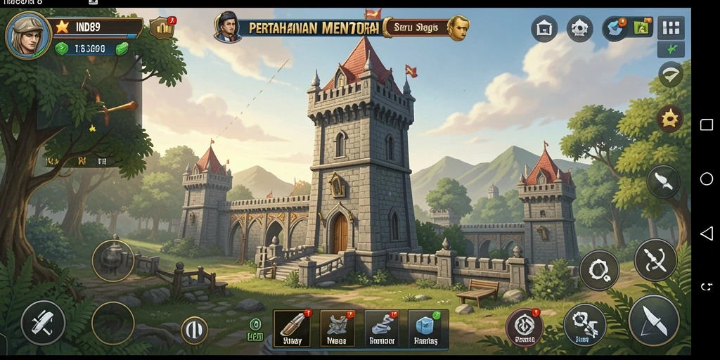 Tampilan gameplay menara pertahanan yang mendebarkan dan strategis.