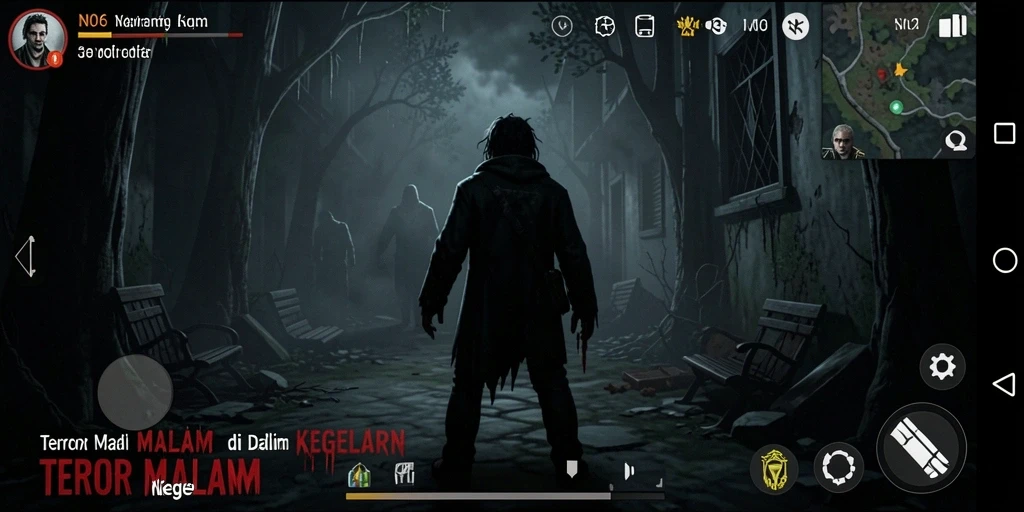Gameplay N06 menampilkan suasana mencekam dengan elemen horor yang dramatis.
