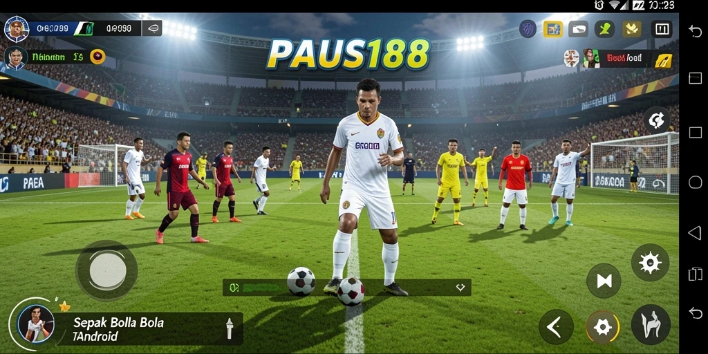 Screenshot PAUS188 menampilkan aksi seru di lapangan sepak bola.