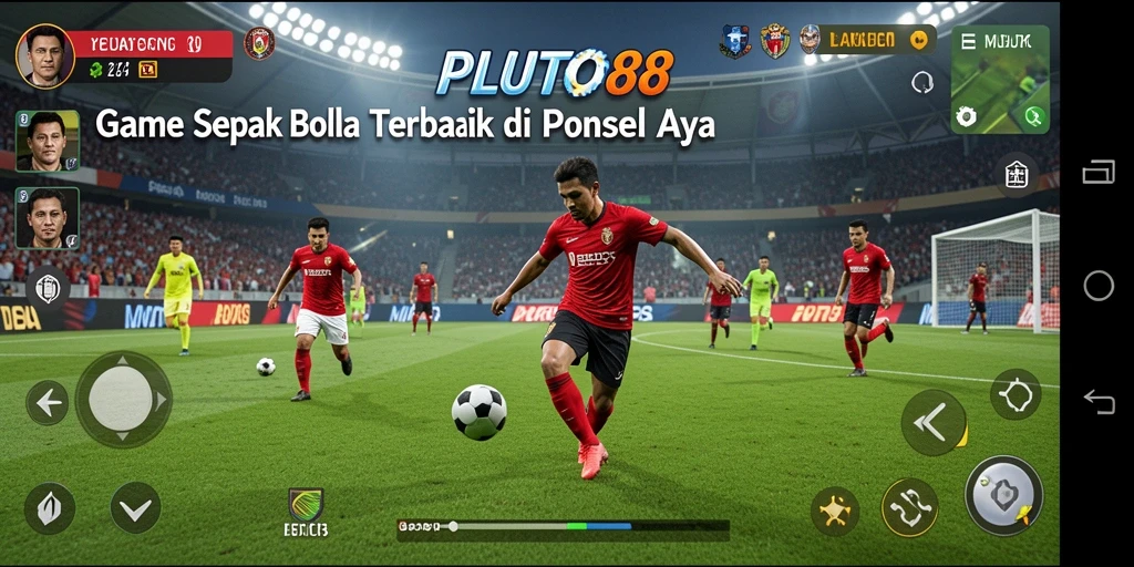 Tampilan gameplay menarik dari pertandingan sepak bola yang mendebarkan.