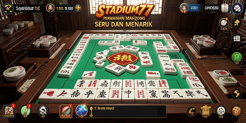 Tampilan gameplay STADIUM77 dengan elemen Mahjong yang menarik.