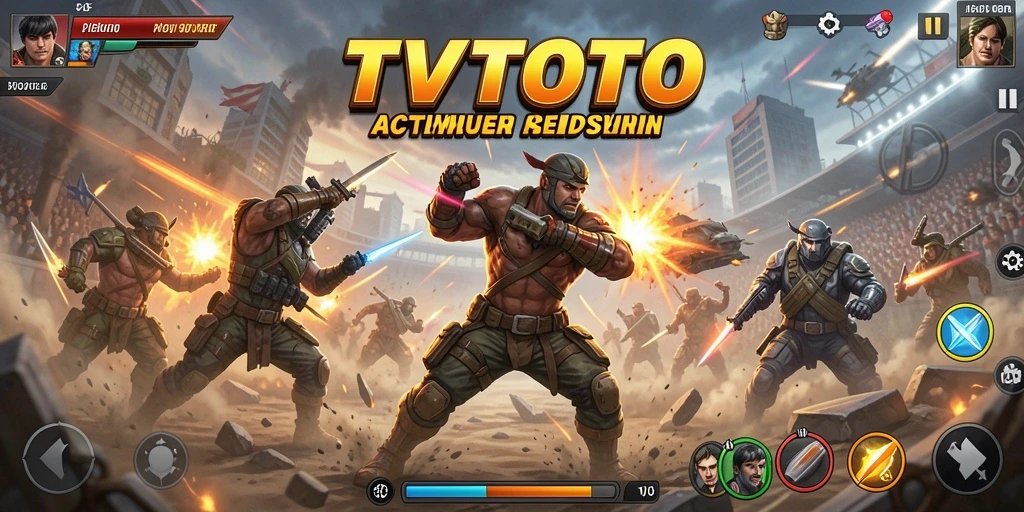 Screenshot utama TVTOTO yang menampilkan aksi pertempuran yang mendebarkan.